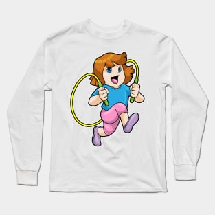 Girl at Fitness with Skipping rope Long Sleeve T-Shirt